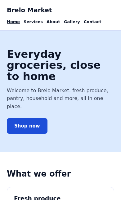 Brelo Market concept website