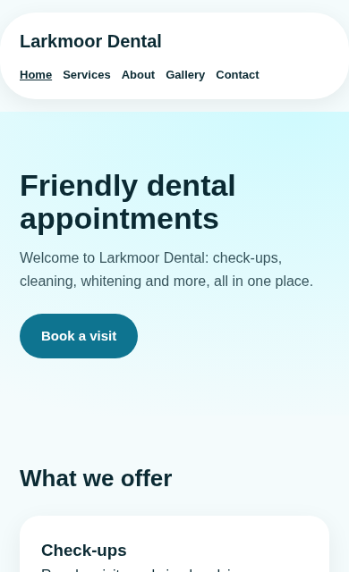 Larkmoor Dental concept website