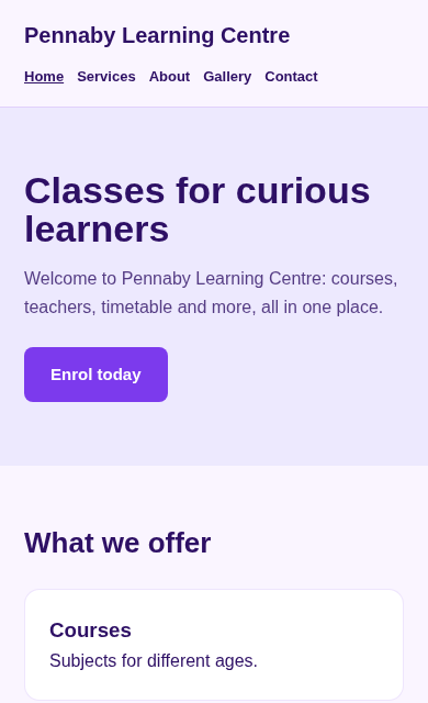 Pennaby Learning Centre concept website