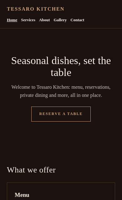 Tessaro Kitchen concept website