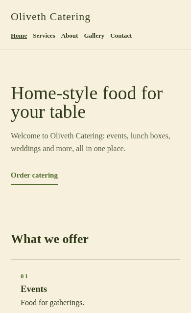 Oliveth Catering concept website