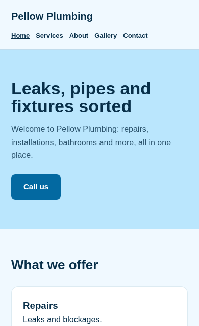 Pellow Plumbing concept website