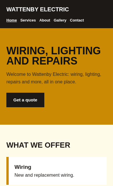 Wattenby Electric concept website