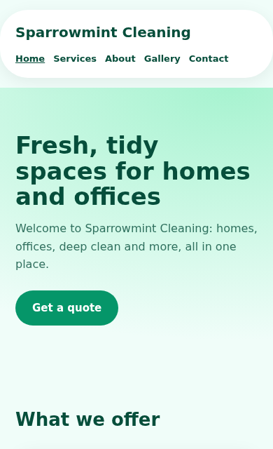 Sparrowmint Cleaning concept website