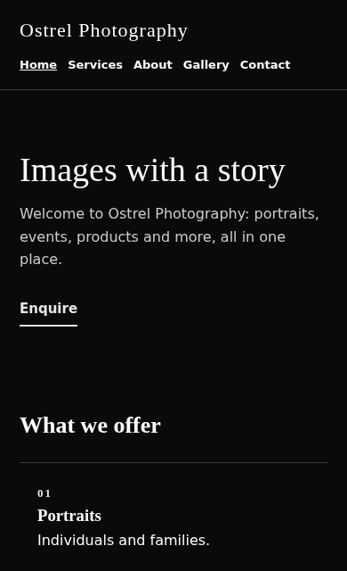 Ostrel Photography concept website