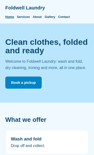 Foldwell Laundry concept website