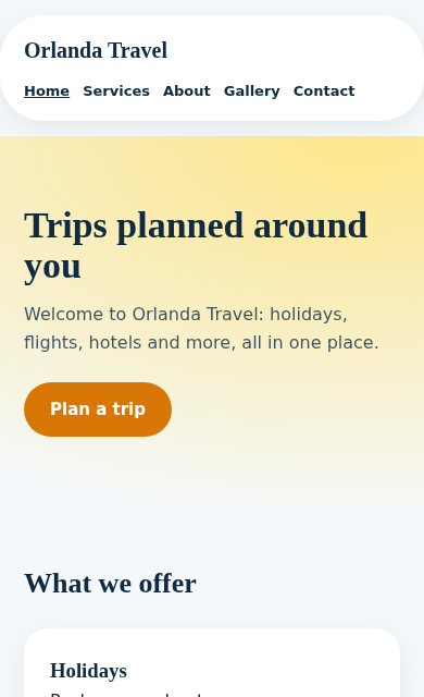 Orlanda Travel concept website