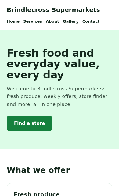 Brindlecross Supermarkets concept website