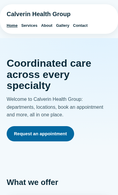 Calverin Health Group concept website