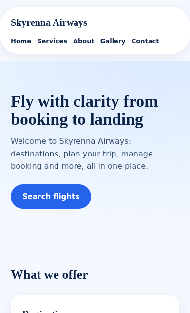 Skyrenna Airways concept website