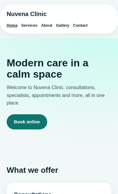 Nuvena Clinic concept website