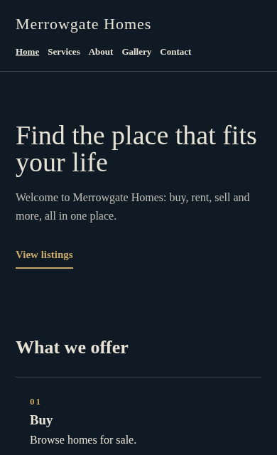 Merrowgate Homes concept website